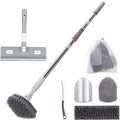 Tile Tub Floor Cleaner Scrubber With Long Handle - 5-in-1 Shower Brush Set for Bathroom, Kitchen, Walls, Sink - Includes Window Scraper and 3 Detachable No Scratch Heads