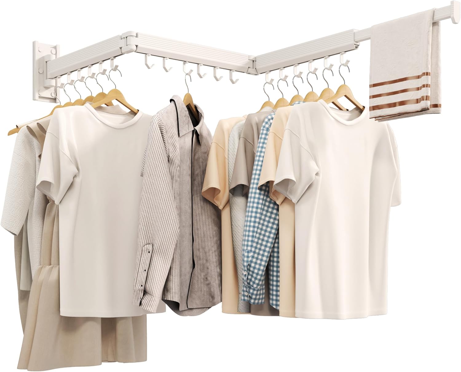 Wall Mounted Clothes Drying Rack, Collapsible Laundry Drying Rack, Retractable Foldable Drying Rack Clothing for Hanging Clothes