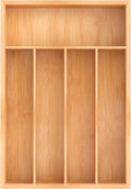 Bamboo Utensil Drawer Organizer, Kitchen Organizer for Flatware Cutlery, Silverware Tray for Drawer (5 Slots, Natural)