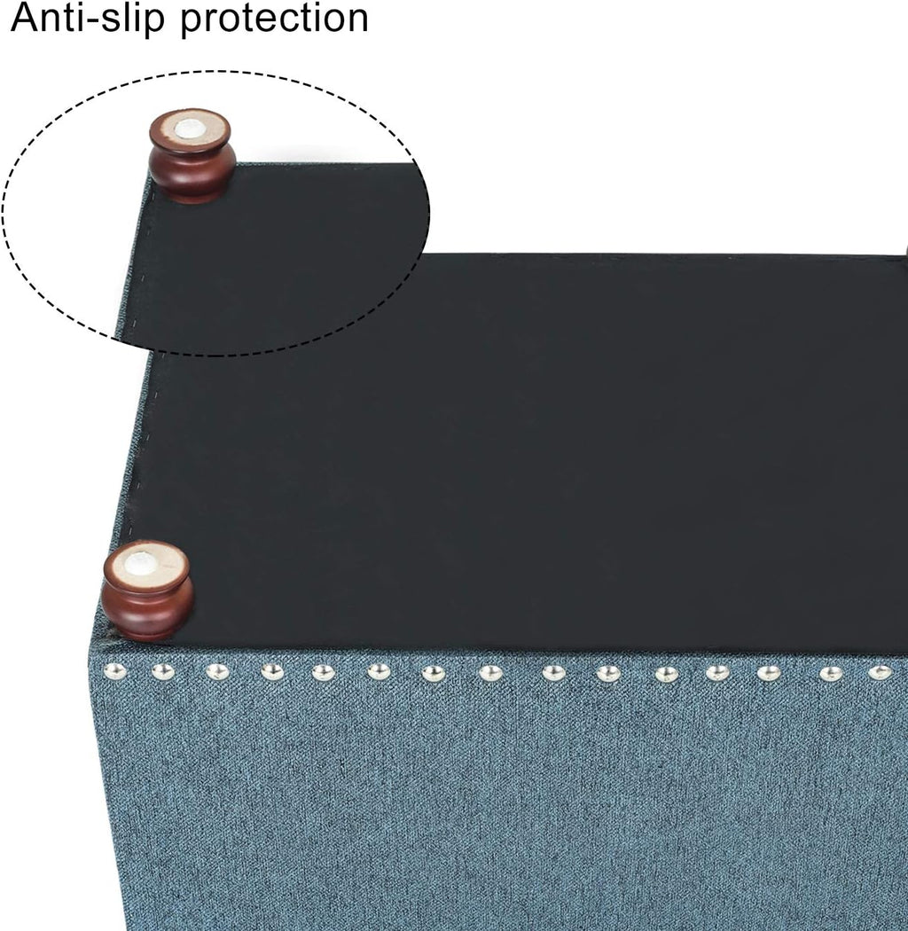 Joveco 24" Ottoman with Storage for Living Room Rectangular Fabric Tufted Bench Footrest Toy Chests for Bedroom (Cyan)