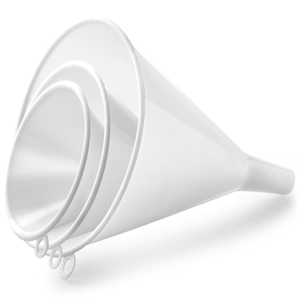 Zulay Kitchen 3-Piece Plastic Funnel Set - Large, Medium, and Small Kitchen Funnels Pouring Spout - for Filling Bottles Water Liquid, Protein Powder, Food Grade Cooking, Drink, Paint, Lotion, Kids