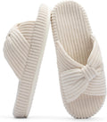 Chantomoo Slippers for Women Memory Foam House Bedroom Corduroy Bow Crossbands Slide Slipper Shoes Comfy Trendy Gift Slippers