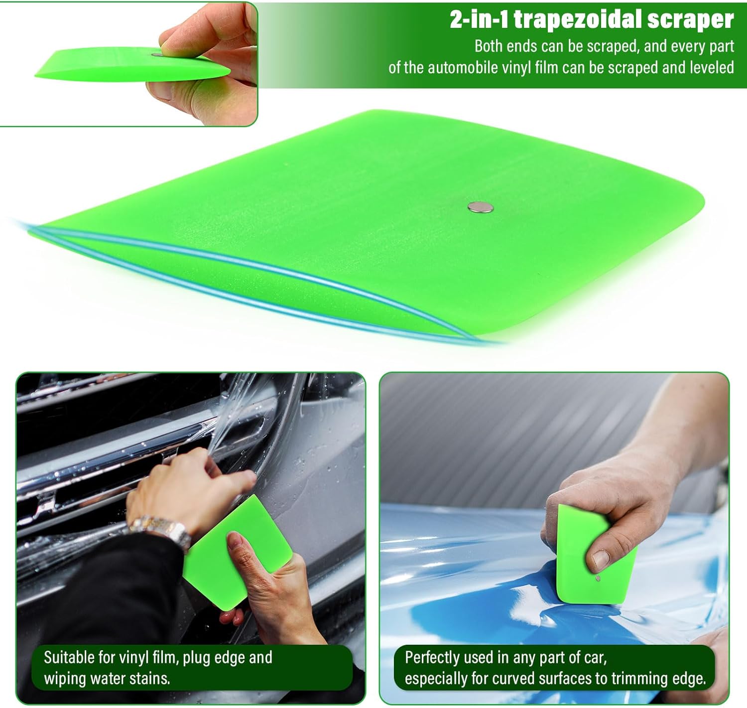 NEWISHTOOL 6 Pcs Magnetic PPF Squeegee Window Tint Tools Auto Car Paint Protection Film Install Tool, Soft Rubber Scraper Application for Windshield and Glass Window Tinting, Cleaning & Bubble Removal