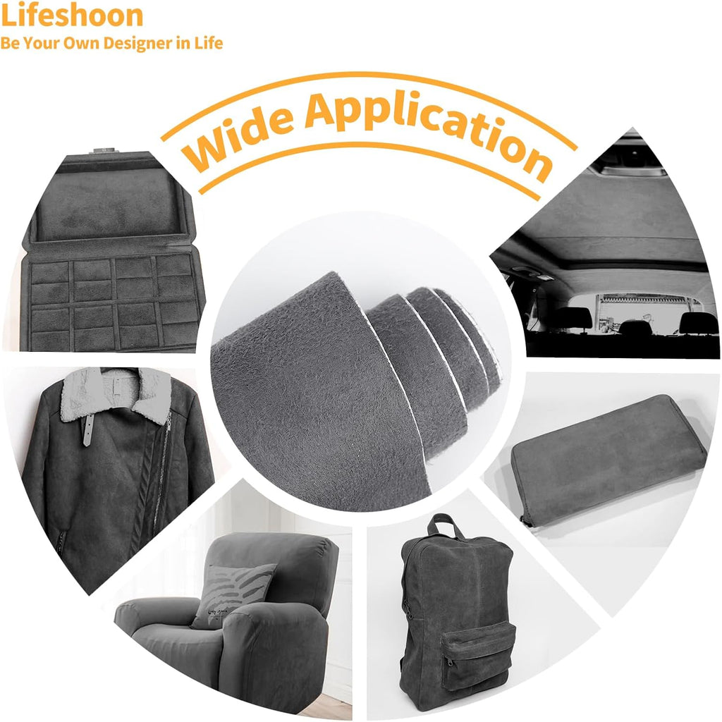 Fabric Repair Patches, 17X79 Inch Self-Adhesive Suede Patches Tape Durable, DIY Large Fabric Repair for Sofa, Couches, Furniture, Chair, Clothing （17X79 Inch, Dark Grey）