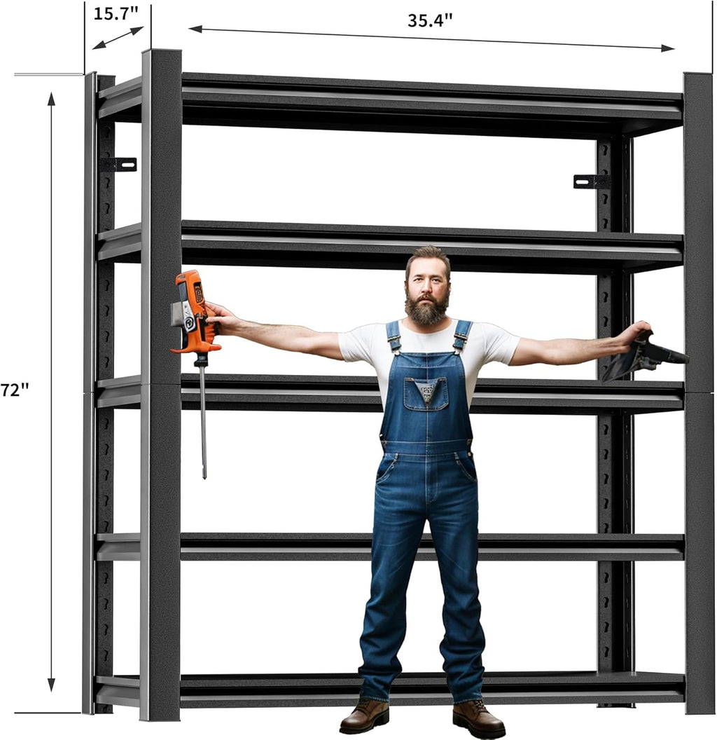 Garage Shelving,3 Pieces72 Garage Storage Shelves Heavy Duty Shelving Units and Storage,Adjustable 5 Tier Metal Shelving Storage for Garage Rack Shelf and Industrial Shelving for Basement