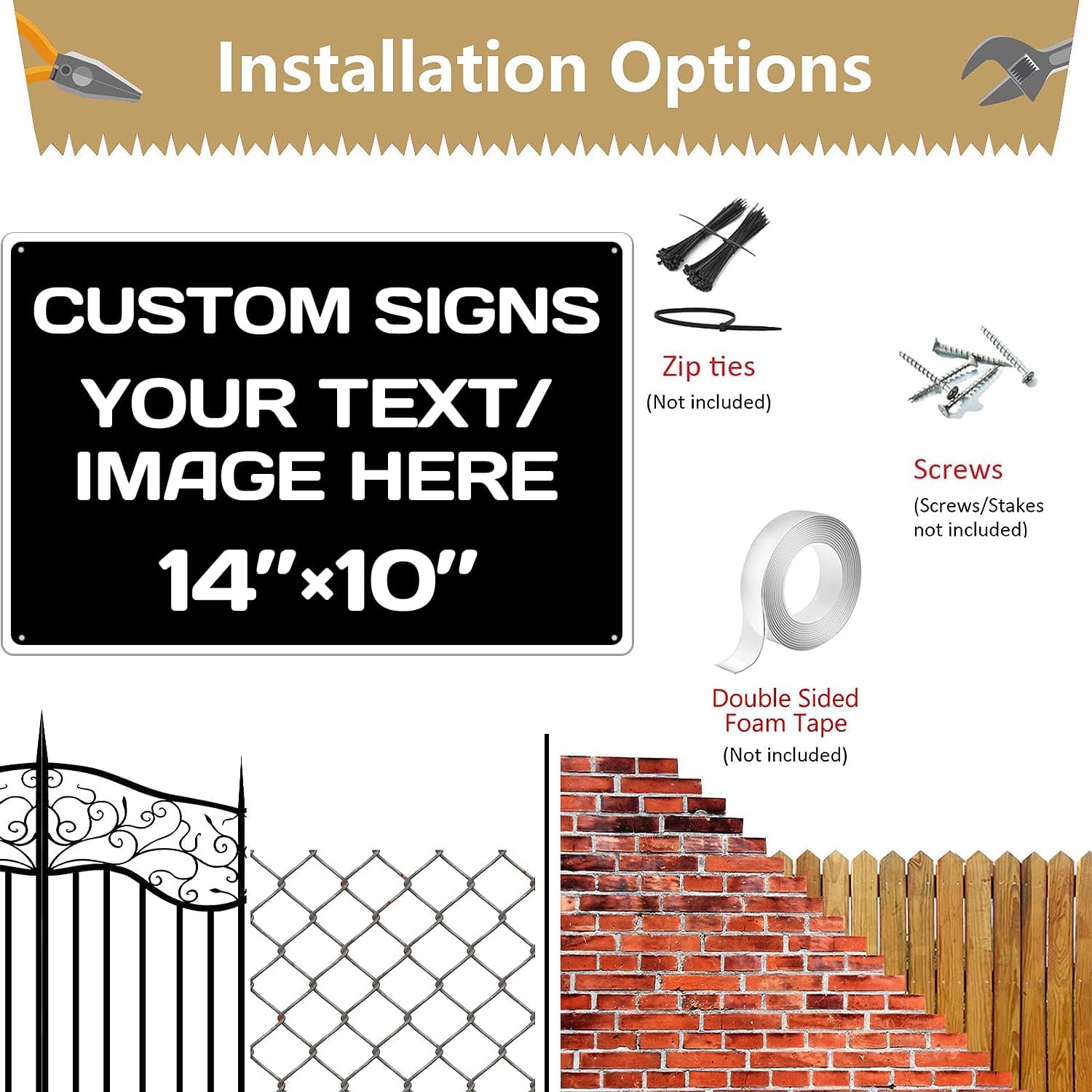 Customised Christmas Decorations: Personalized Text And Picture Signs, Black White Traffic Regulation Horizontal Hazard, Garden, Door Signs