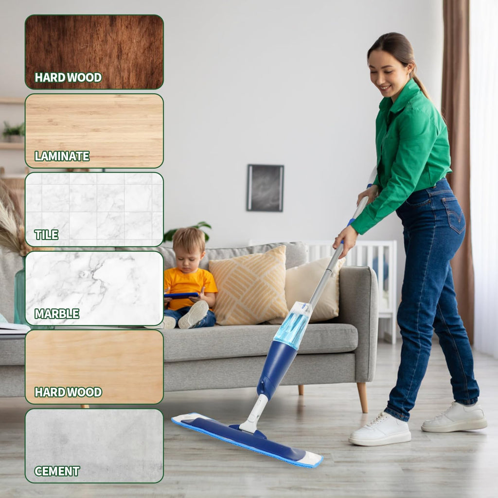 8 Pack Microfiber Cleaning Pads for Bona Mop, Reusable Microfiber Mop Pads for 18 Inch Mop, Hardwood & Hard Surface Floors Replacement Cleaning Mop Pads, Machine Washes