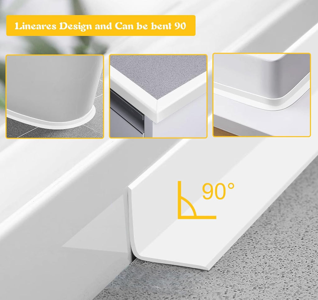 ABSOFINE Caulk Tape Waterproof Self Adhesive 1.97" x16.4Ft, White Toilet Caulk Sealant Tape, Shower Seal Strip for Kitchen, Countertop, Bathroom, Sink, Bathtub Toilet Edge Protector with Sealing Tool