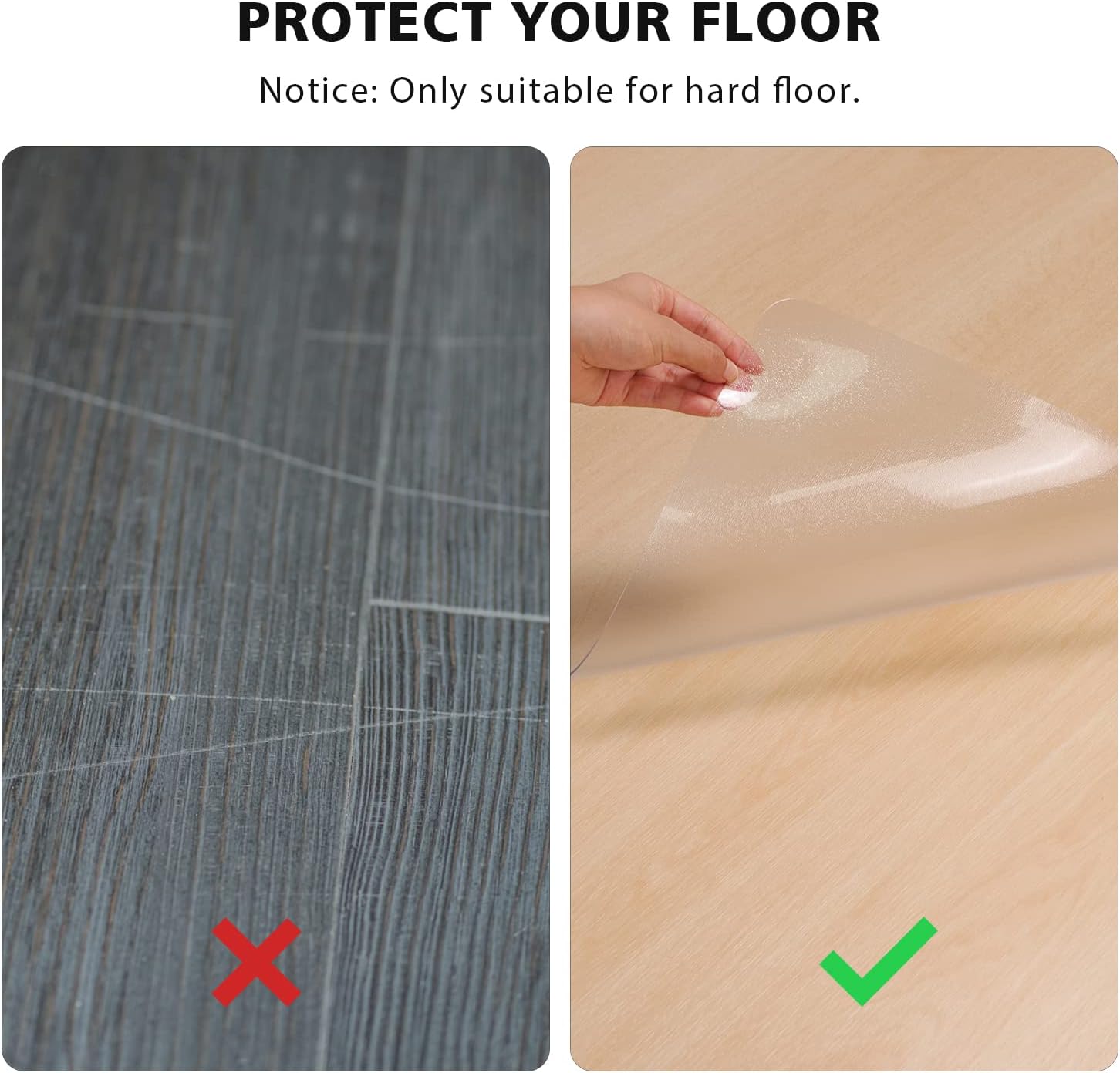 Floor Mats for Home, 5'×7' Clear Area Rug for Dining Room, Durable Non-Slip Hard Floor Living Room Rug, PVC Waterproof Rolling Chair Protector for Kitchen, Bedroom, High Traffic Areas