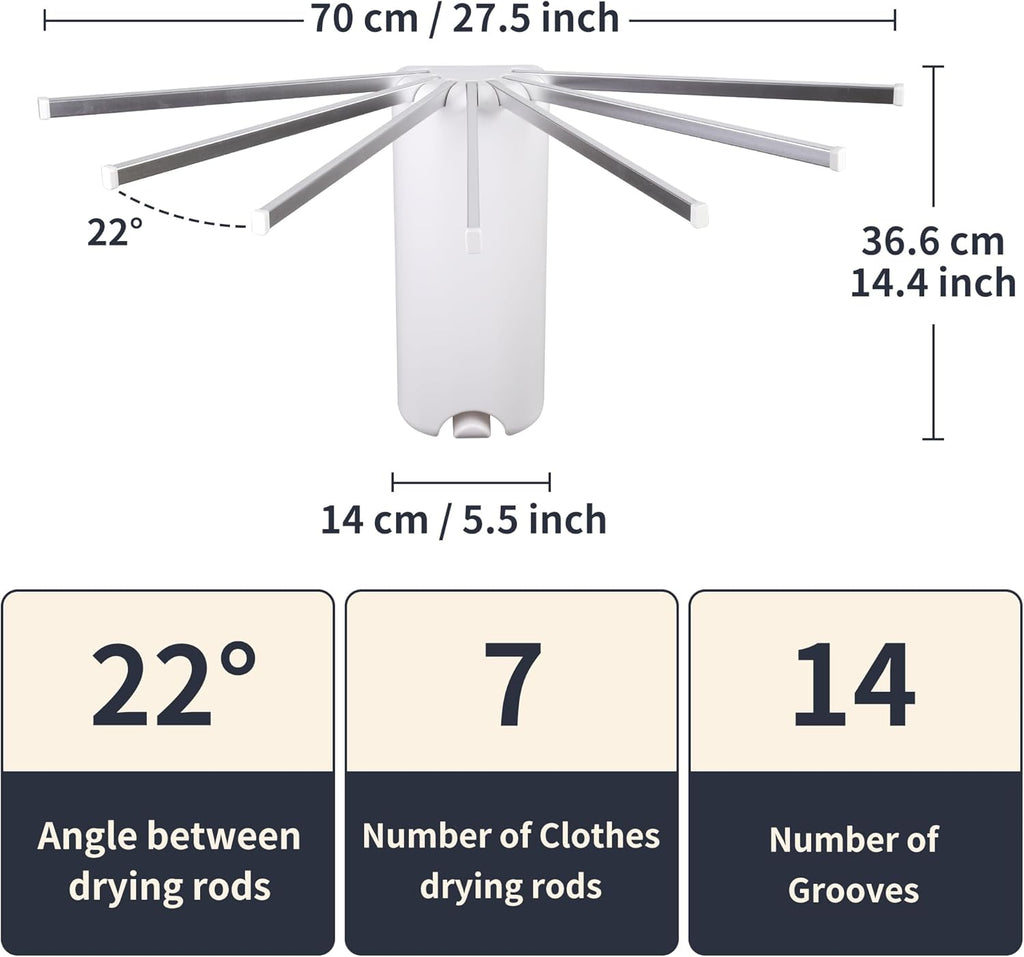 Wall Mounted Clothes Drying Rack Tripod,Foldable Drying Rack,Wall Mounted Dryer Rack Clothing,Over The Door Drying Rack for Laundry Bedroom Household Aluminium