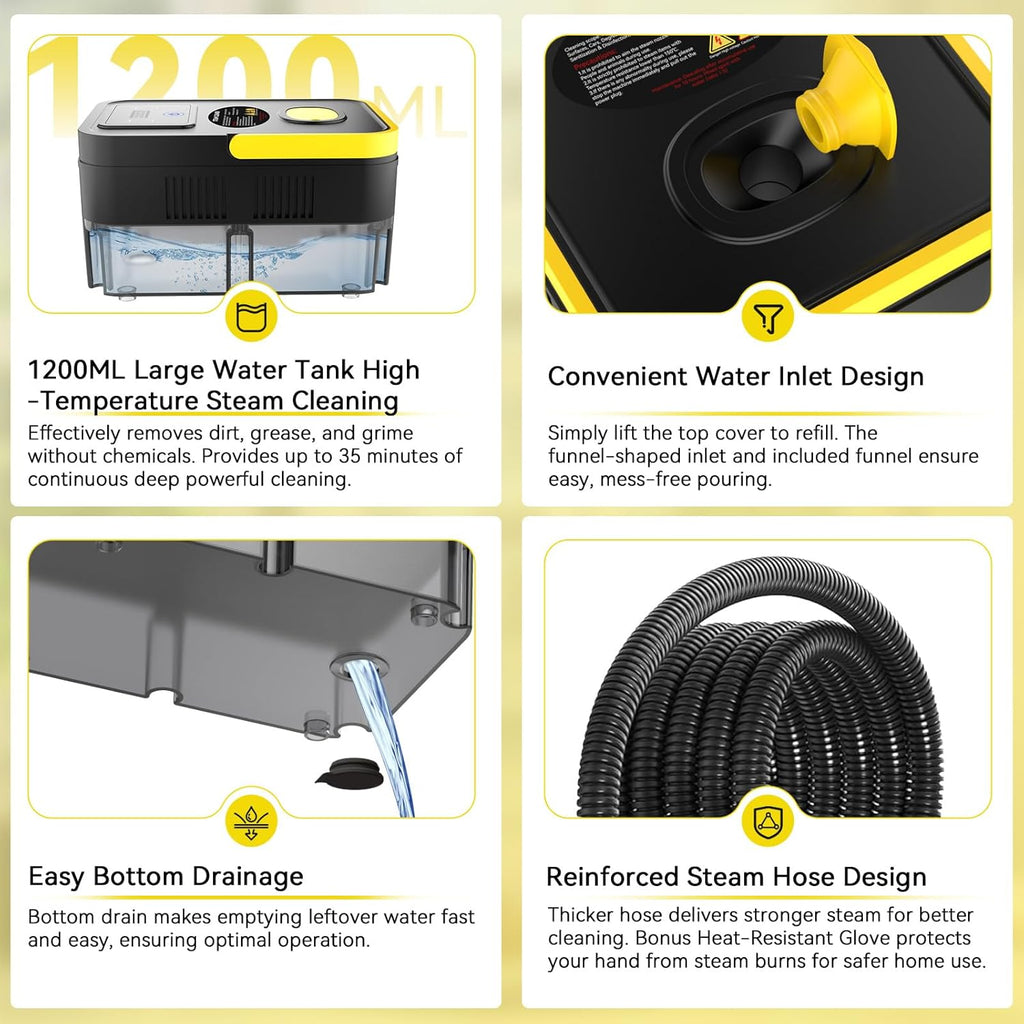 Steam Cleaner, 2500W High Pressure Steam Cleaner for Home, 10s Fast Heat-Up, Chemical-Free Steamer for Cleaning with 6 Steam Levels, 41oz Tank, Handheld Steam Cleaner for Car, Grease, Grout, Tile