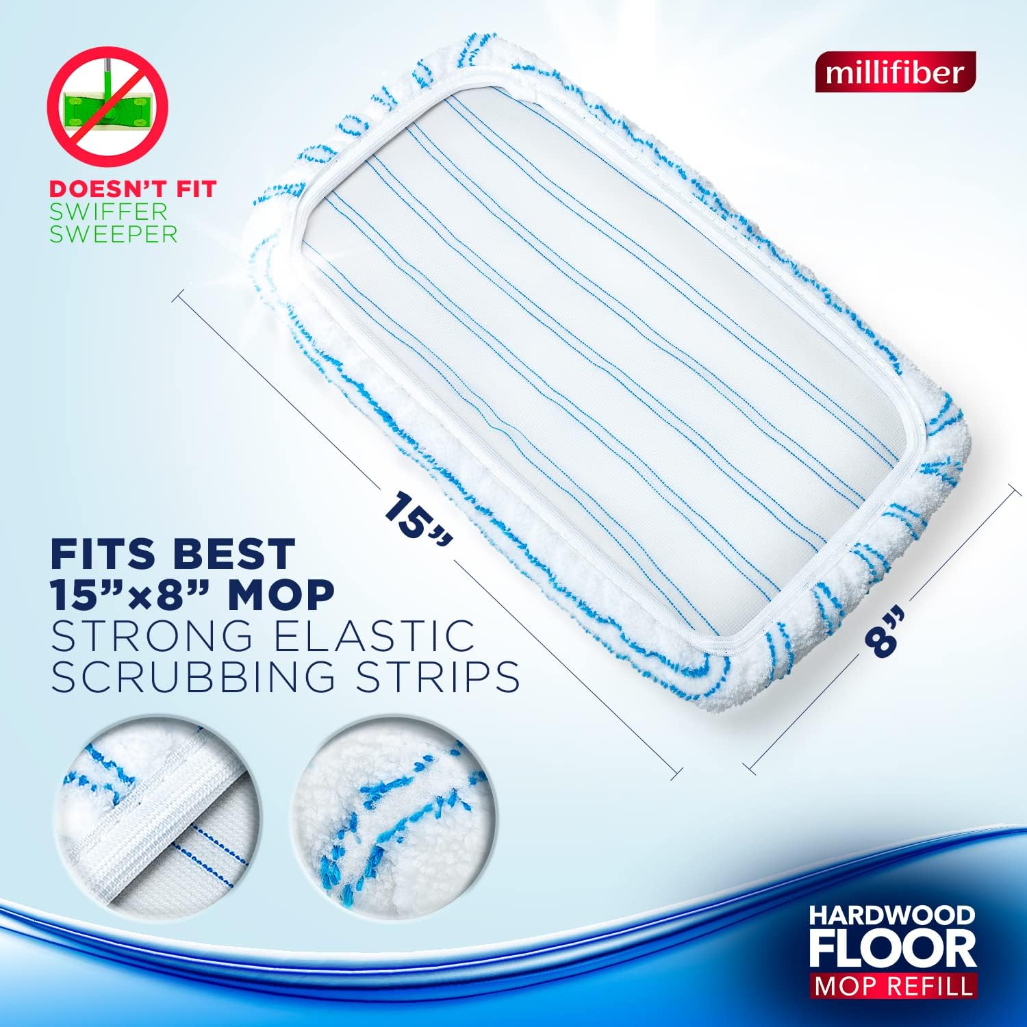 Microfiber Mop Refills 15x8 Inches, 6-Pack (Mop is Not Included)