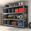 59" W Garage Shelving, Heavy Duty 4 Tier Metal Storage Shelves, Adjustable Industrial Shelving Unit for Garage, Warehouse, Workshop