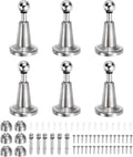 uxcell 6Pcs Magnetic Door Stopper, 304 Stainless Steel Magnetic Door Stop Catch, Soft-Catch Brushed Nickel Hold Door Open Wall Mount for Bottom of Door, Silver