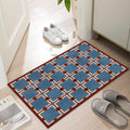 Ultra Thin Door Mat Indoor Entrance, 1/10 in Thin Door Mats for Inside Entry, Non-Slip Rubber Backing Washable Doormat, Fade Resistant, Absorbent, Low Profile Dirt Trapper, 30"X17",Navy blue Checkered