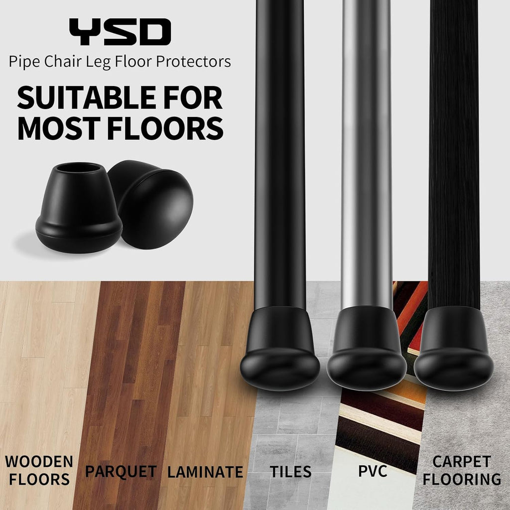 1 Inch Heavy Duty Rubber Chair Leg Caps - 24 PCS Non-Slip Furniture Floor Protectors with Metal Inserts for Wood, Tile, Carpet - Fits Chairs,Stools,Bar Stools