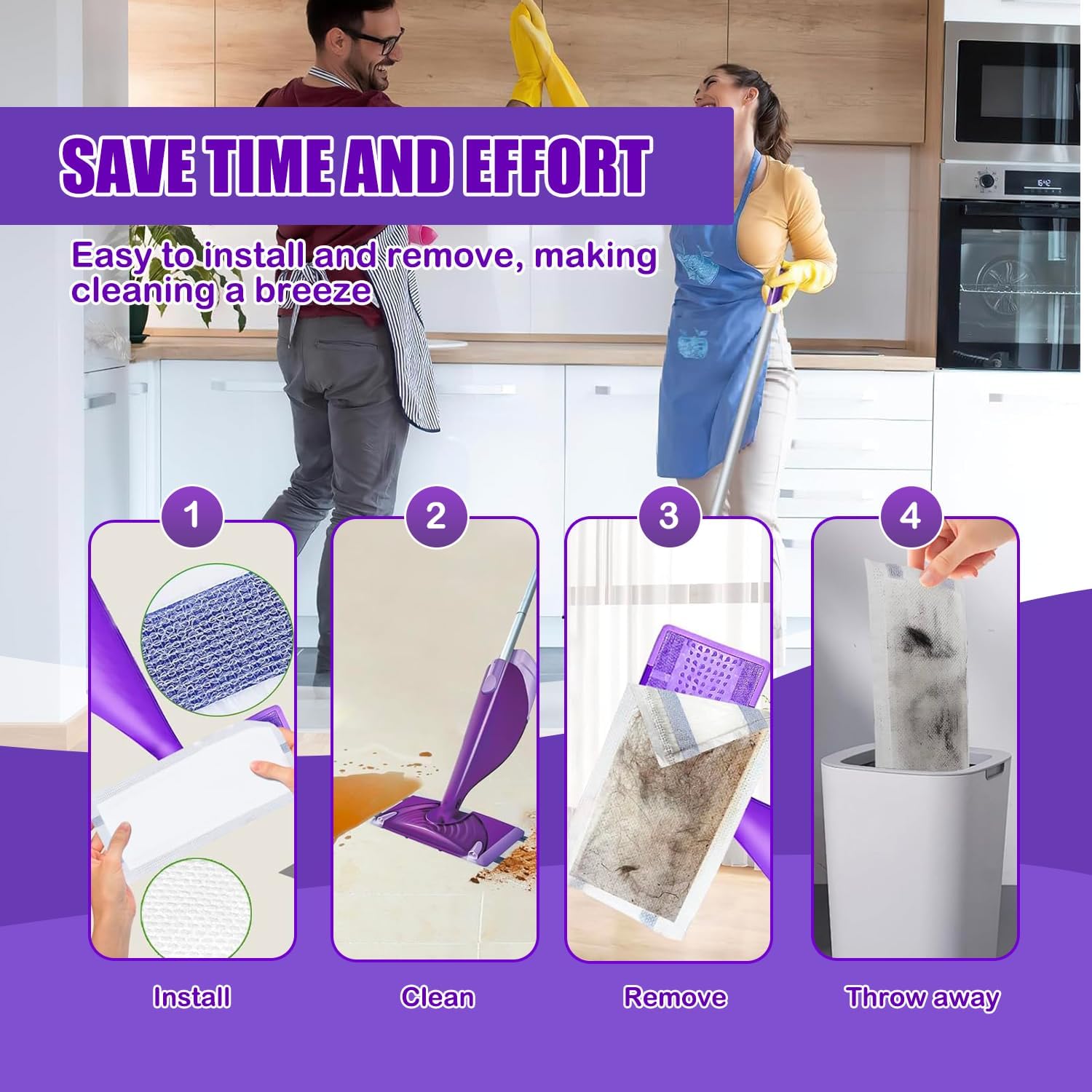 Mop Pad Refills Compatible with Swiffer WetJet Spray Mop, Wet Jet Mopping Pads for All Purpose Multi-Surface Hardwood Floor Cleaning, 4 Layers Thickened and Super Absorbent, 20 Count