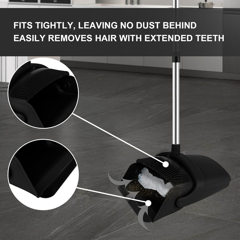 Broom and Dustpan Set, Household Broom with Dustpan Combo Set, 51" Long Handle, Dust Pan Set for Kitchen Office Lobby Floor