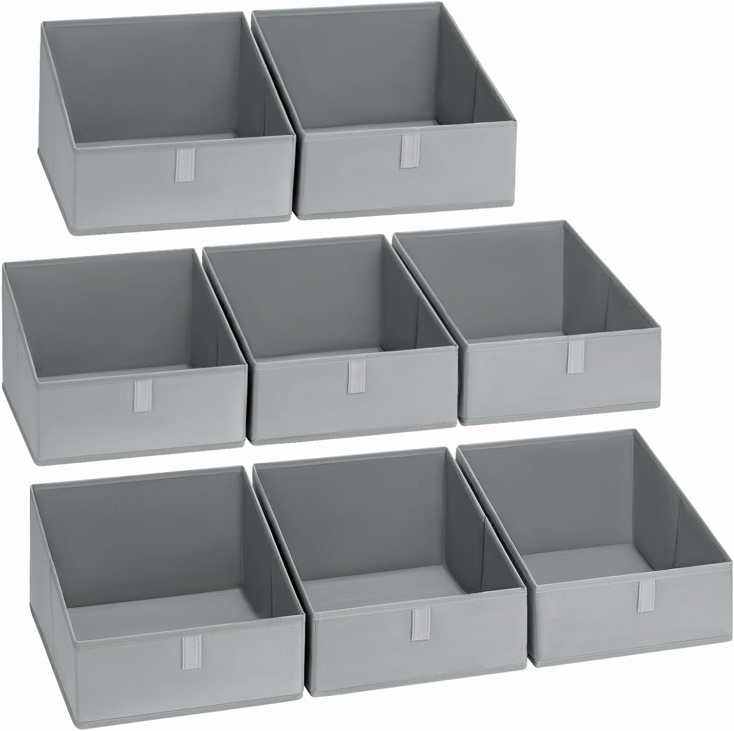 DIMJ Closet Storage Bins 8 Pack - Fabric Trapezoid Closet Organizer Bin, Foldable Storage Baskets for Shelves, Closet Shelf Organizer, Clothing Storage Box for Toys, Books, Towel, Clothes
