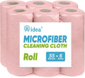 AIDEA Microfiber Cleaning Cloth 330 Sheets 6 Roll, Pink, Microfiber Towels for Cars, Shop Rags Washable,Cleaning Rags Reusable Paper Towels for Automotive, Mechanic, Workshops, House,11×9"