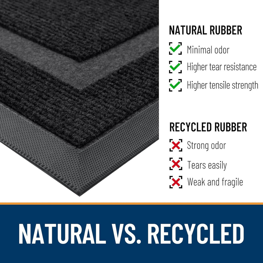 OLANLY Half Circle Door Mat Indoor Outdoor Entrance Welcome, Waterproof All-Season, All-Weather Doormat, Sturdy Natural Rubber, Low Profile, Easy Clean Patio Porch Entryway Mat, 47x23, Black