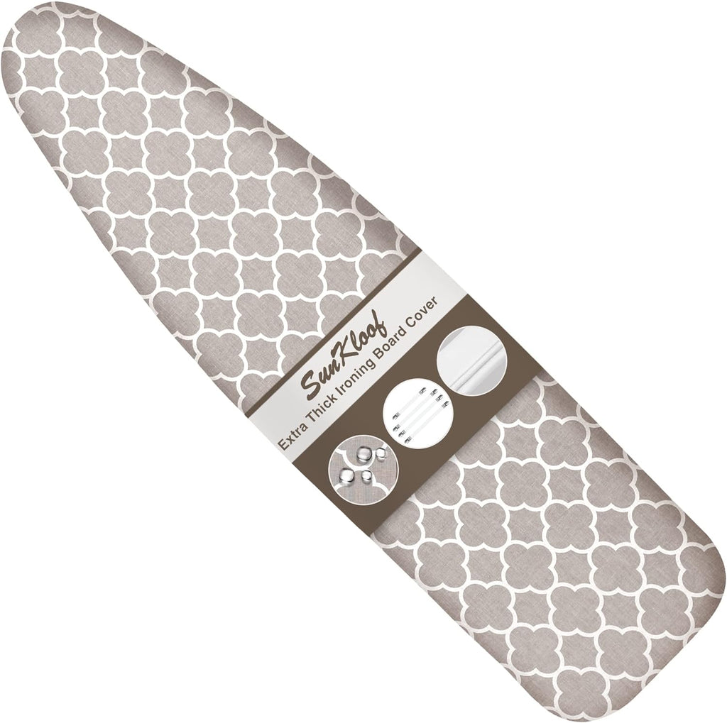 Extra Thick Ironing Board Cover and Pad, Resist Scorching and Staining, 15x54 Reflective Silicone Ironing Board Cover, Elastic Edges, 4 Fasteners, Protective Scorch Mesh Cloth