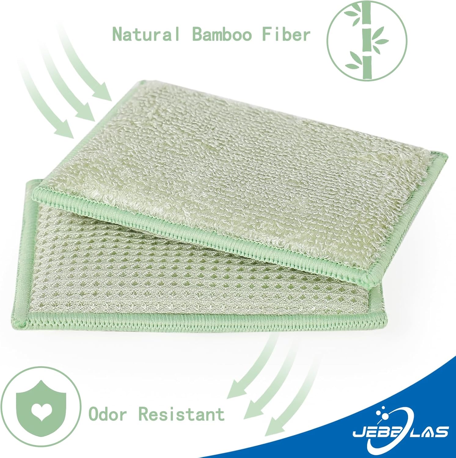 JEBBLAS Bamboo Natural Absorbent Sponges Kitchen Cleaning Sponges Reusable Dish Washing Sponges Beige (8 Pack)