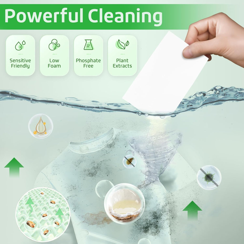 Poesie Laundry Detergent Sheets Fresh Scent 320 Sheet Liquidless Soap Sheets Detergent for Travel Camping Dormitory Hotel