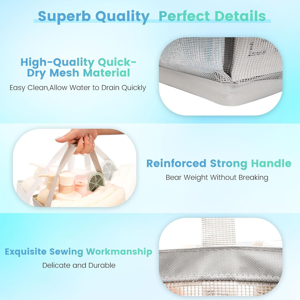 Shower Caddy Portable for College Dorm Room Essentials for Girls with 9 Pockets,Large-Capacity Shower Basket,Quick Dry Toiletry Tote Bag for Women,Outdoor Gym,Travel,Swim,Beach Camping Essentials-Grey