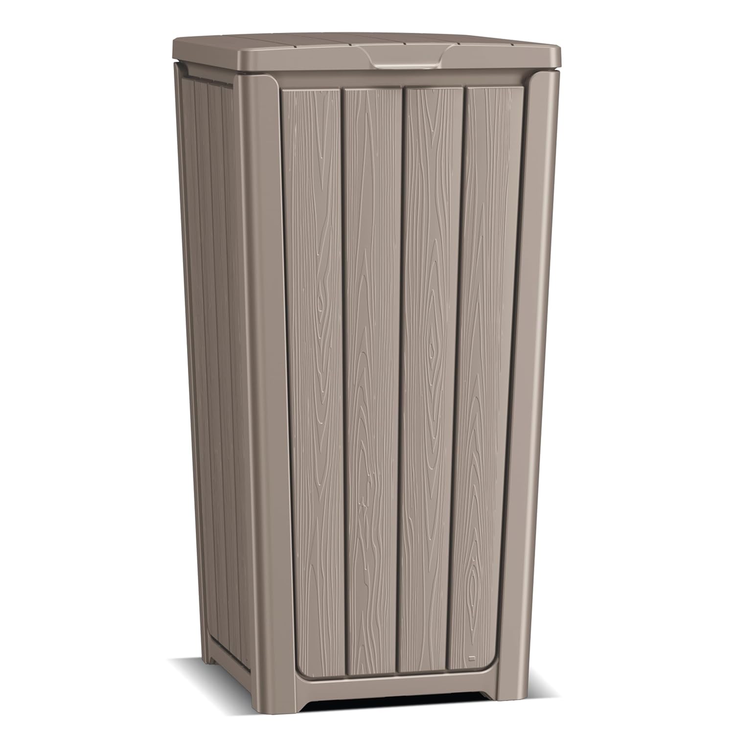 EasyUp Outdoor Trash Can with Lid, Waterproof and Sunscreen Resin Garbage Cans, Outside Trash Bin for Patio, Kitchen, Deck or Backyard(Grey)