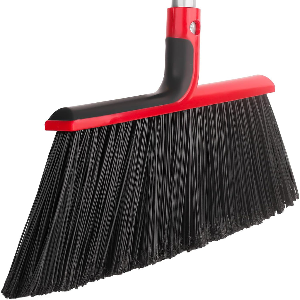 Angle Broom with 58″ Long Handle – 14″ Wide Stiff Bristles for Indoor & Outdoor Sweeping, Garage, Patio, Deck, Courtyard, Concrete, Leaves & Debris Removal