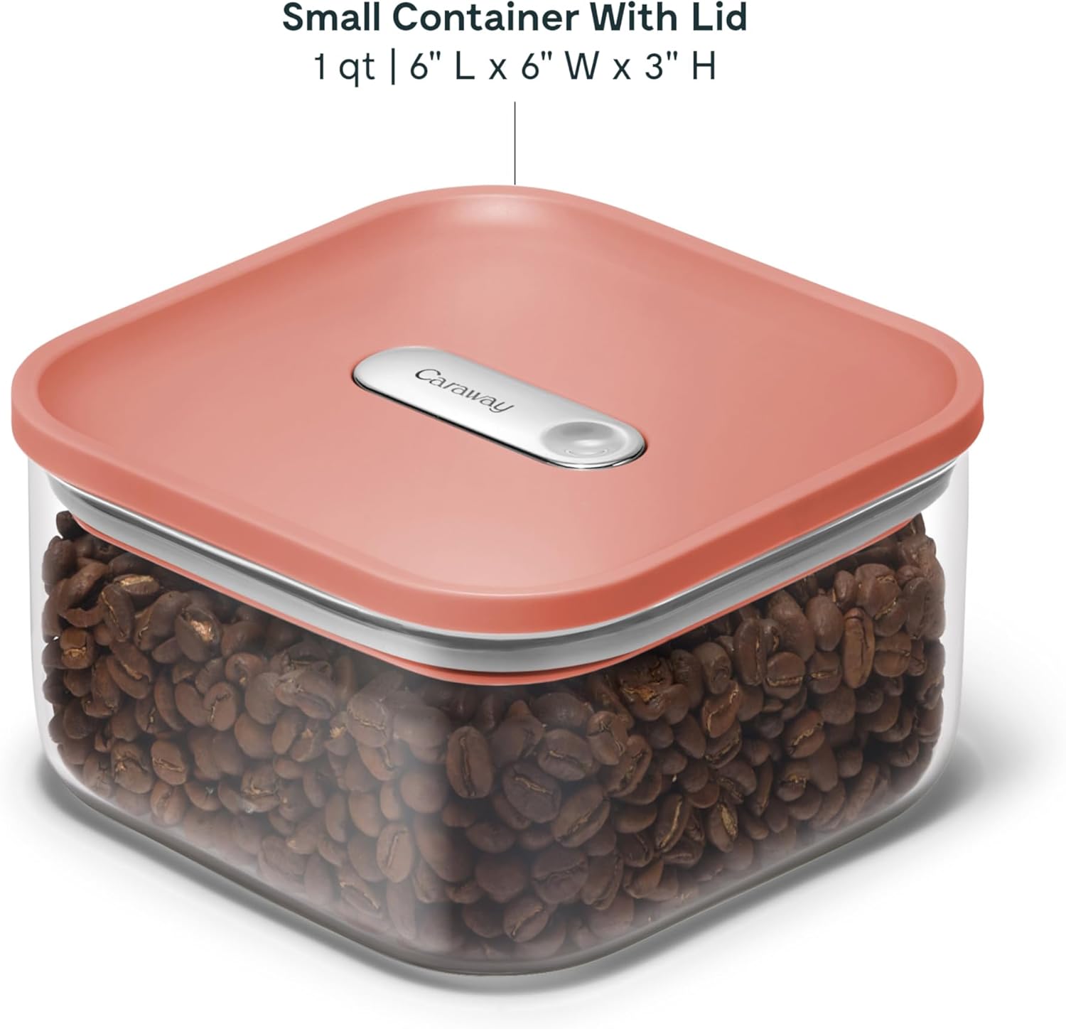 Caraway 1qt Glass Airtight Food Storage Container with Lid – Non-Toxic, BPA-Free Kitchen Storage Container – Stackable, Space-Saving Airtight Container for Dry Goods and More - Perracotta