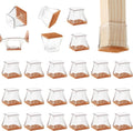 CHUNZEXI 48 Pack Square Chair Leg Floor Protectors for Hardwood Floors, Silicone Felt Covers Pads Caps, Protect Wood Furniture Feet Floors Noise Reduce and Scratch (Square Large & Clear)