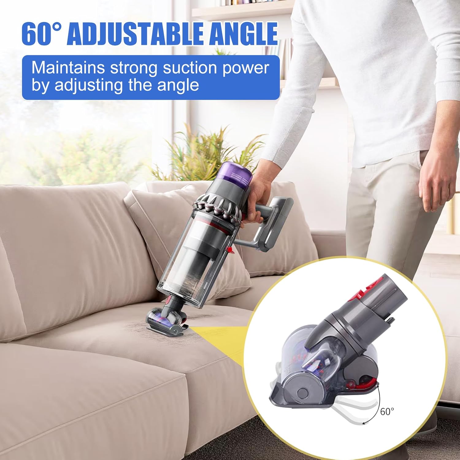 Mini Motorized Tool Brush Head Compatible with Dyson V7 V8 Cyclone V10 V11 V15 Anti-Tangle Pet Hair Attachment Replacement Parts Couth Mattress Upholstery Tool Head Suitable for Dog Hair and Pet Hair