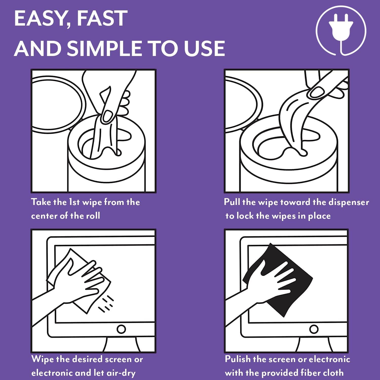 Screen Cleaner Wipes: Electronic Wipes for Screens - Computer Screen Wipes for Lens, Phone, TV Screen and Monitor Cleaning - Tech Wipes & Microfiber Cloth (Canister, 600 Count)