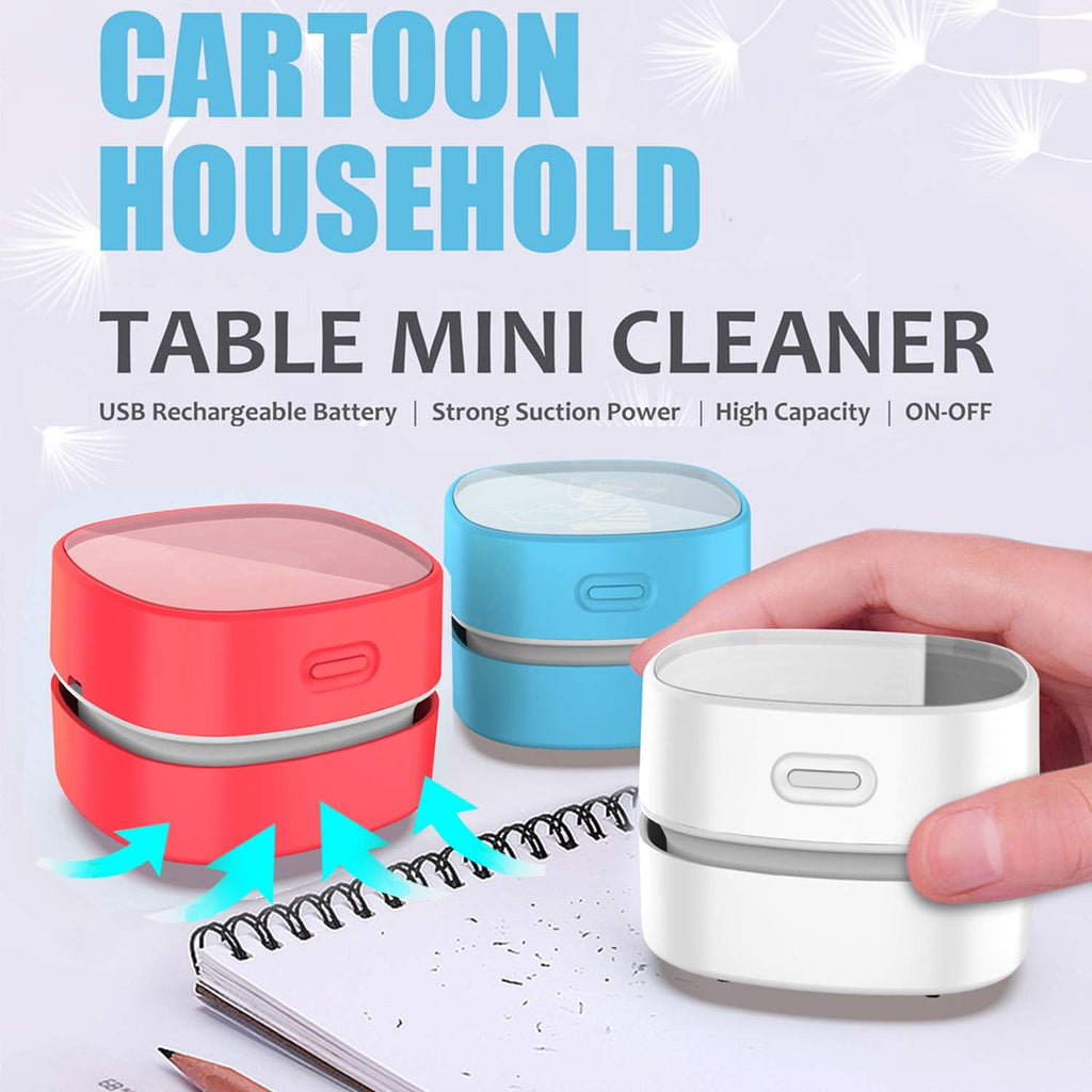 ODISTAR Desktop Vacuum Cleaner,Mini Table dust Sweeper Energy Saving,High Endurance up to 400 mins,Cordless&360º Rotatable for Cleaning Hairs,Crumbs,Computer Keyboard of Gifts for Kids (Red)