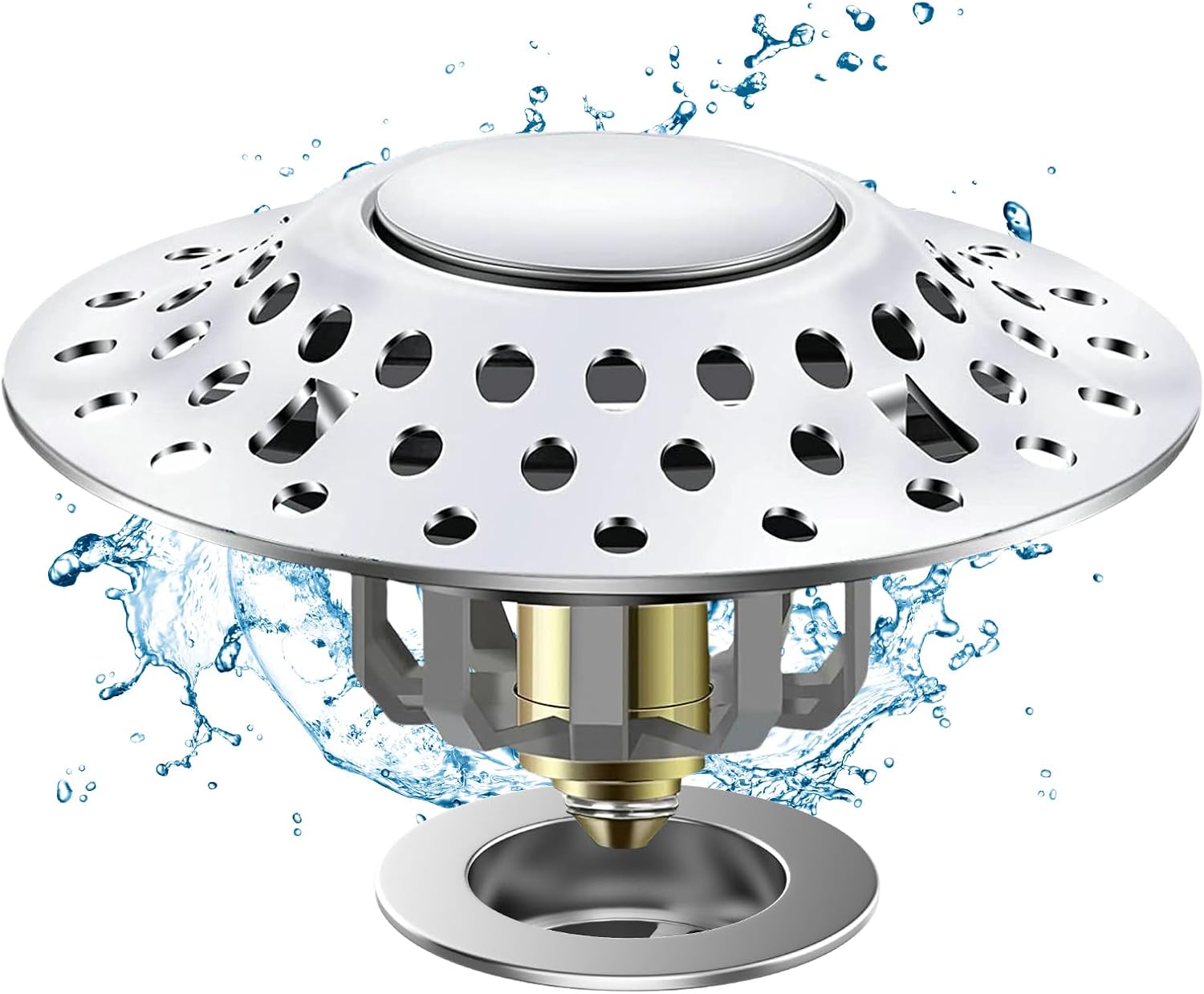 Tub Stopper Bathtub Drain Hair Catcher, 2 in 1 Bathtub Drain Stopper, Bathtub Stopper with Dual Filtration Design, Pop Up Bathtub Drain Plug for 1.4-1.9" Drain Hole