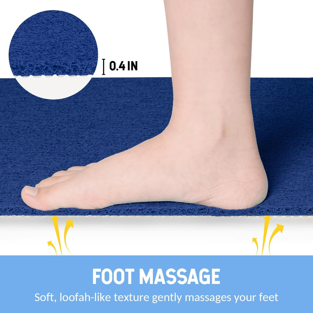 Non-Slip Bathtub Mat, 2 Pack Anti Slip Shower Mat, Fast Drying Bathtub Mats, Foot Scrubber Mat, Anti Slip Mat for Tub, Floor, Bathroom, Kitchen, Home, Hotel (Navy Blue 24"×16"+24"×16")