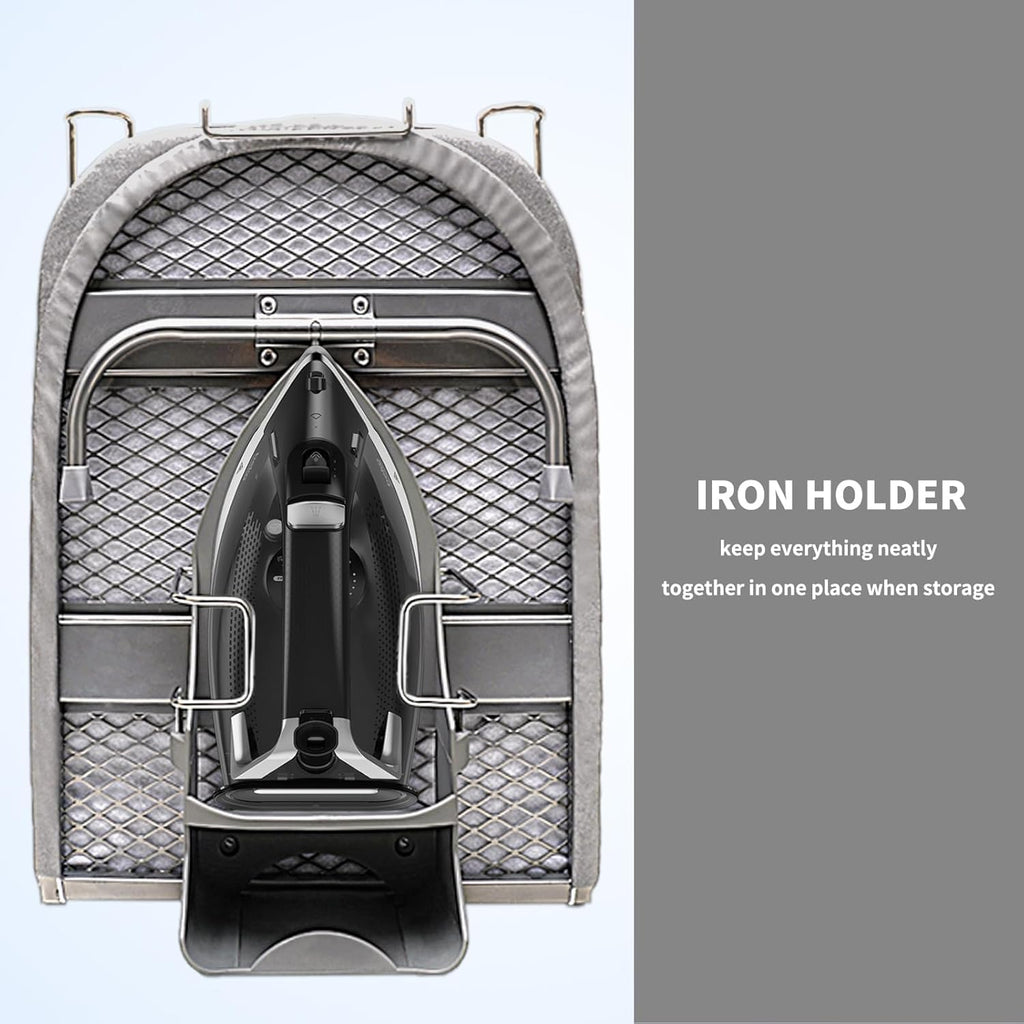 Tabletop Ironing Board Folding with Iron Holder and Iron Rest, Portable Space Saving Small Metal Ironing Board (Gray)