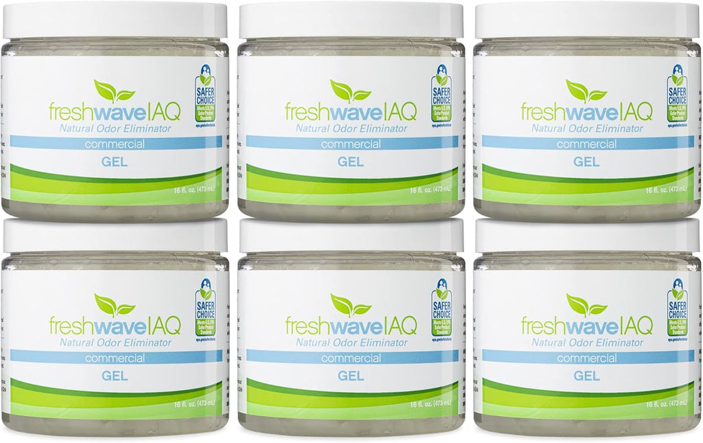 Fresh Wave IAQ Commercial Odor Eliminating Gel, 16 Fl. Oz. | Pack of 6 | Odor Absorbers for Home | Safer Odor Relief | Natural Plant-Based Odor Eliminator | Replace Every 15-60 Days