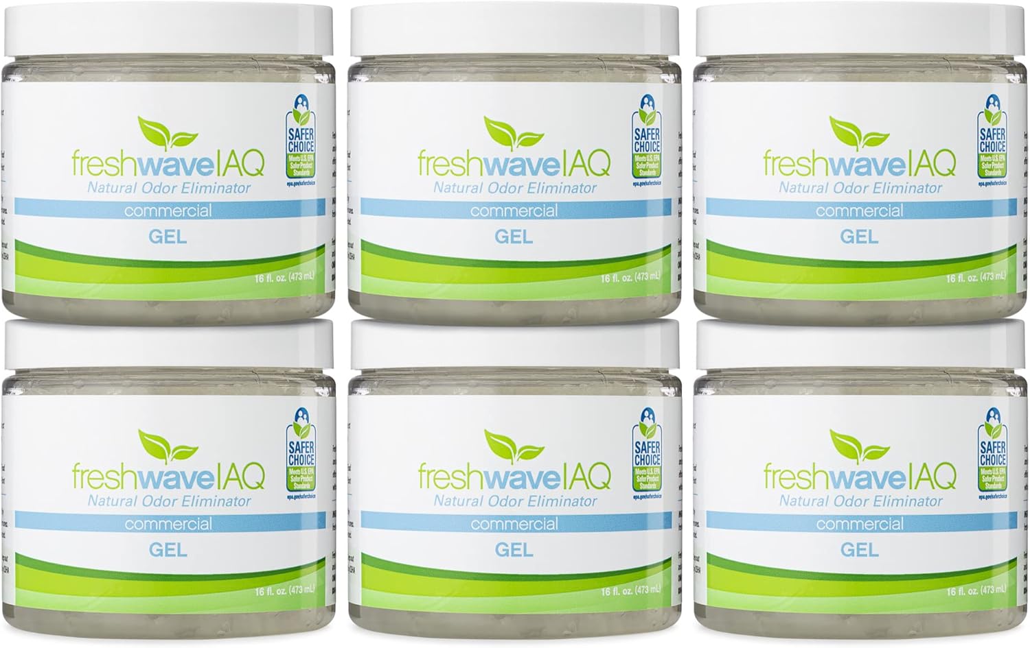 Fresh Wave IAQ Commercial Odor Eliminating Gel, 16 Fl. Oz. | Pack of 6 | Odor Absorbers for Home | Safer Odor Relief | Natural Plant-Based Odor Eliminator | Replace Every 15-60 Days