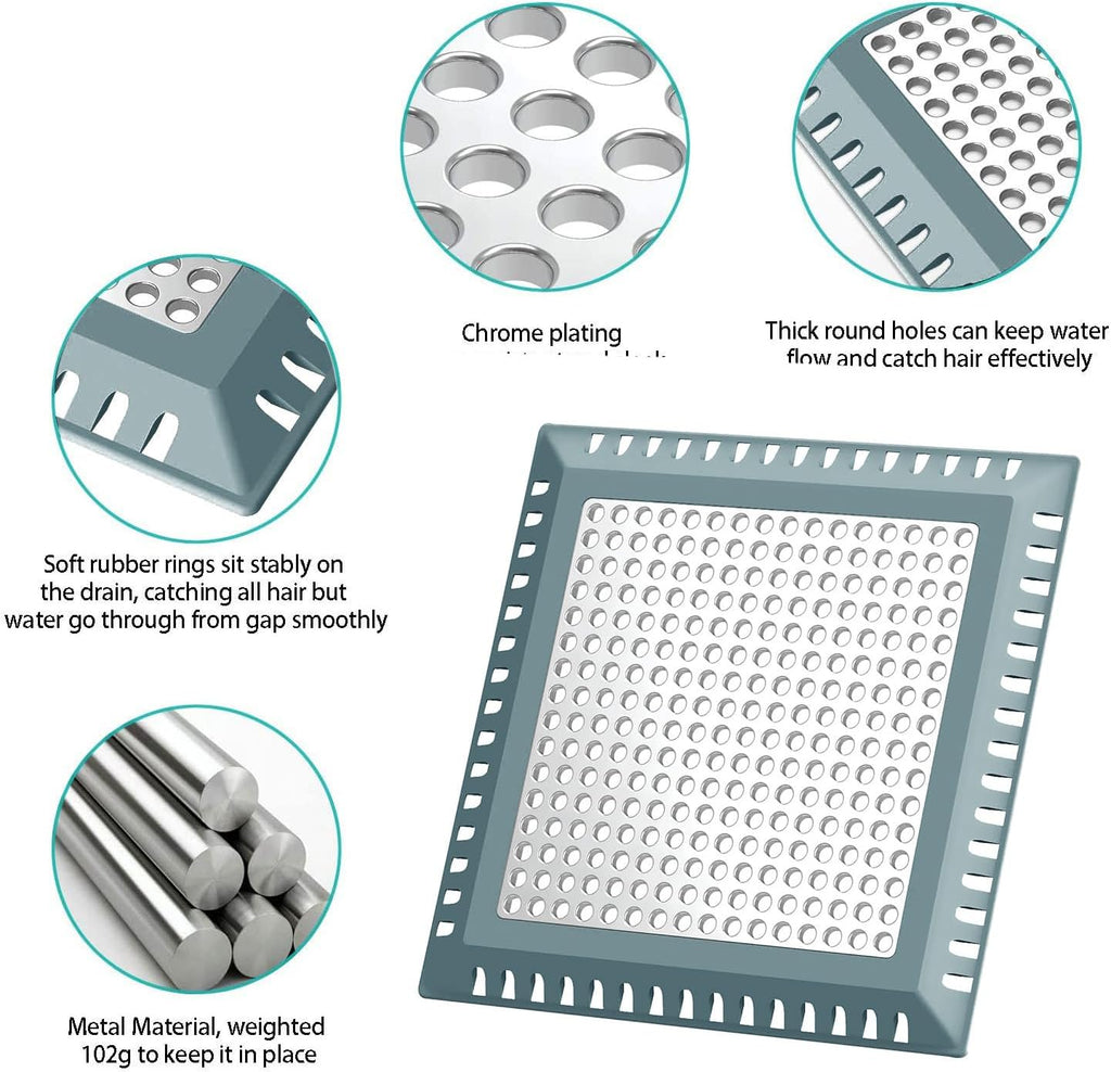 Hair Catcher/Drain Strainer/Shower Drain Cover for Bathroom Floor Drain, Stainless Steel and Silicone (Patented Product)
