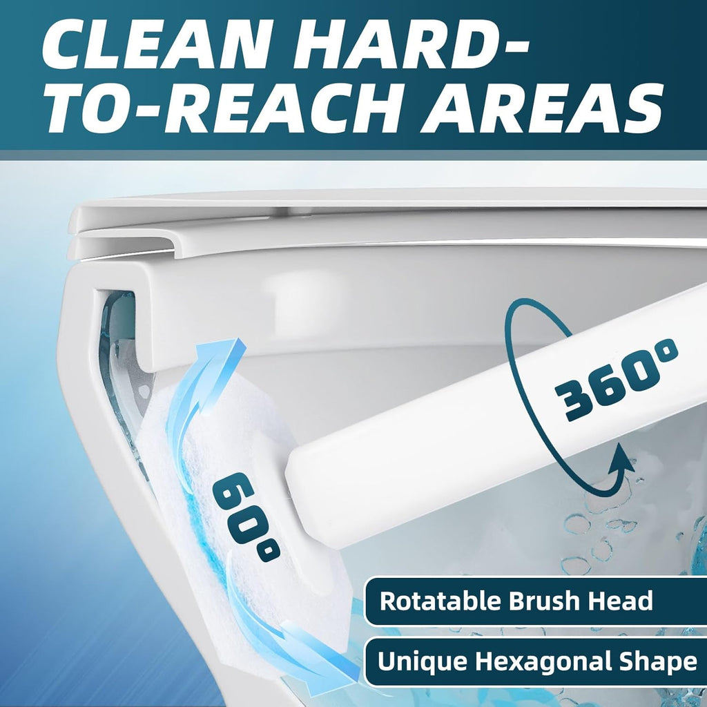 RLOW Disposable Toilet Brush Set with 20 Refills, Toilet Bowl Brush and Holder Disposable Toilet Cleaning System- Toilet Brush, Storage Caddy and 20 Refill Heads for Bathroom Cleaning