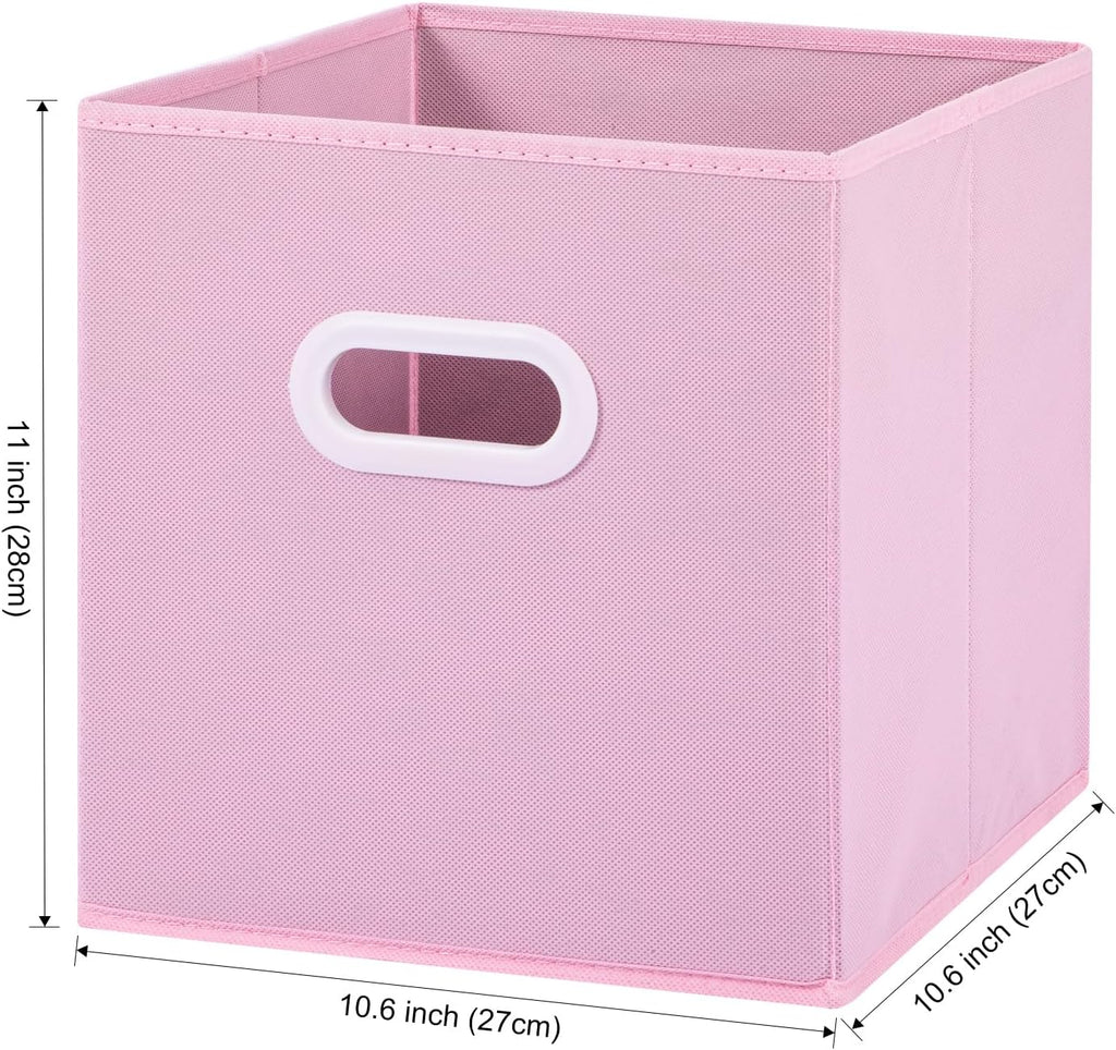 Stero Fabric Storage Cubes Bins, 11 inch Fun Colored Foldable Storage Baskets with Dual Plastic Handle for Home, Kids Room, Closet and Toys Organization, Multi Colored, Set of 6