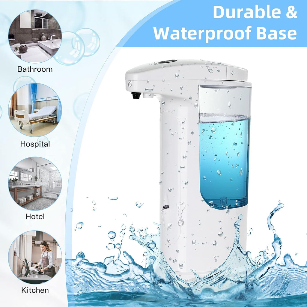 Automatic Soap Dispenser 400ml/13.5oz,Clear High Capacity Touchless with Infrared Sensor,HandsFree Soap Dispenser Seals Water-Resistant, Adjustable Liquid Dispensing