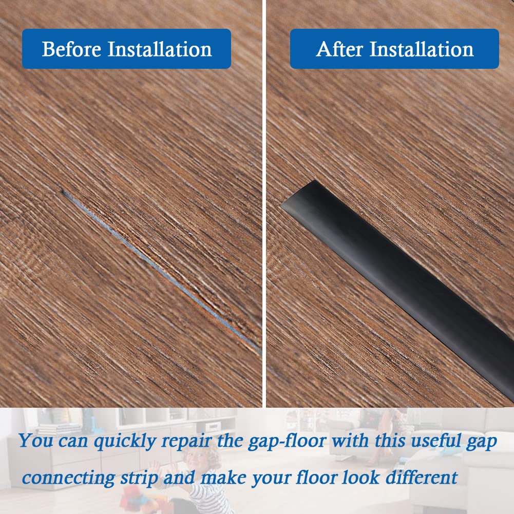 Floor Transition Strip Self Adhesive Floor Cover Strips Laminate 2" Wide Vinyl Flat Divider Transitions (5cm, 3.3Ft, Black)
