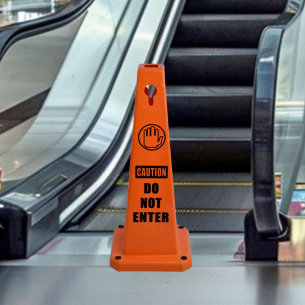 8-Pack 26.5" Caution Cones, 4-Sided Visible Safety Signs with Heavy Rubber Base, Warning for Slip & Fall Prevention, Indoor/Outdoor Use (Orange, 8Pcs-Do Not Enter)