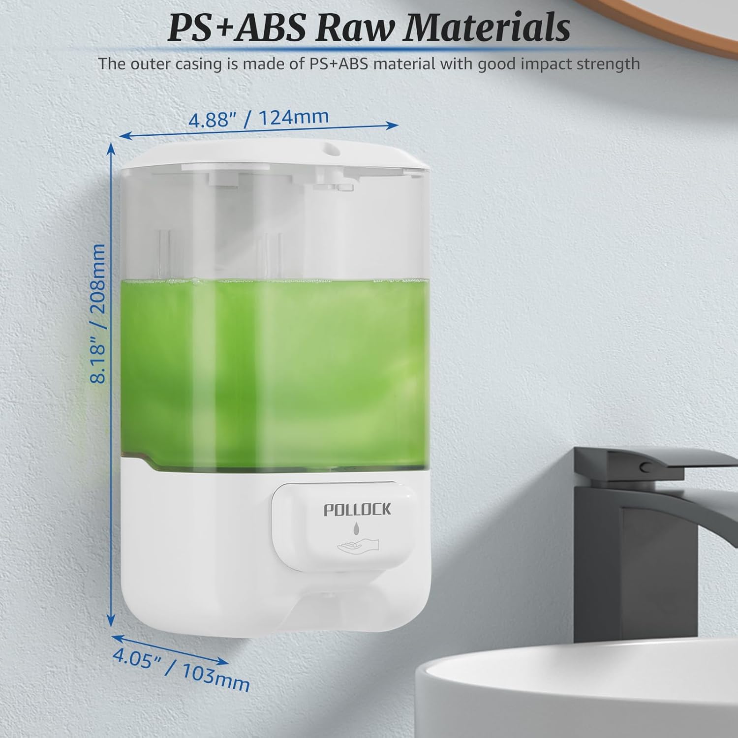 Liquid Soap Dispenser Wall Mounted,Hand Sanitizer Dispenser,Lotion Detergent Container,Dish Wash Dispenser for Kitchen,Commercial Soap Dispenser for Liquid Containers Shampoo Gel Chamber,33.8OZ/1000ML