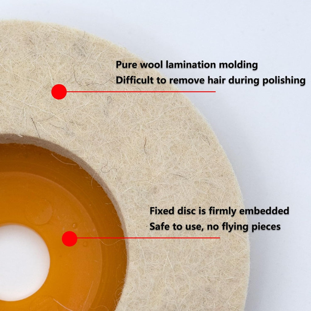 10 Pcs 4 Inch Wool Felt Polishing Wheel Disc,Wool Polishing Wheel Disc for 5/8" Arbor Angle Grinder, for Metal Aluminum,Stainless Steel, Chrome, Jewelry, Wood, Plastic, Ceramic, Glass