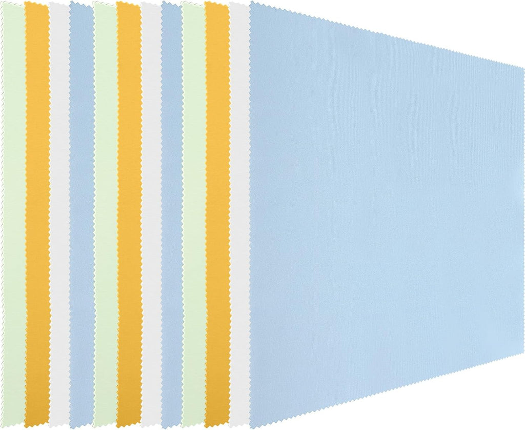 Frienda 12 Pack Large Microfiber Glass Cleaning Cloths 12 x 12 Inch Oversized Sunglasses Cleaning Cloths for Electronics Glasses Screens and Lenses (Green, Yellow, Blue, Light Gray)